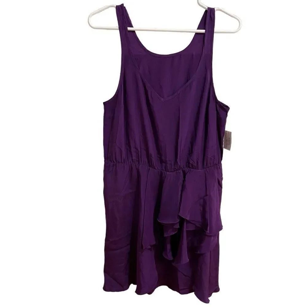 AmandaโUprichard Womens Silk Dress L Royal Purple V Neckline ElasticโWaist